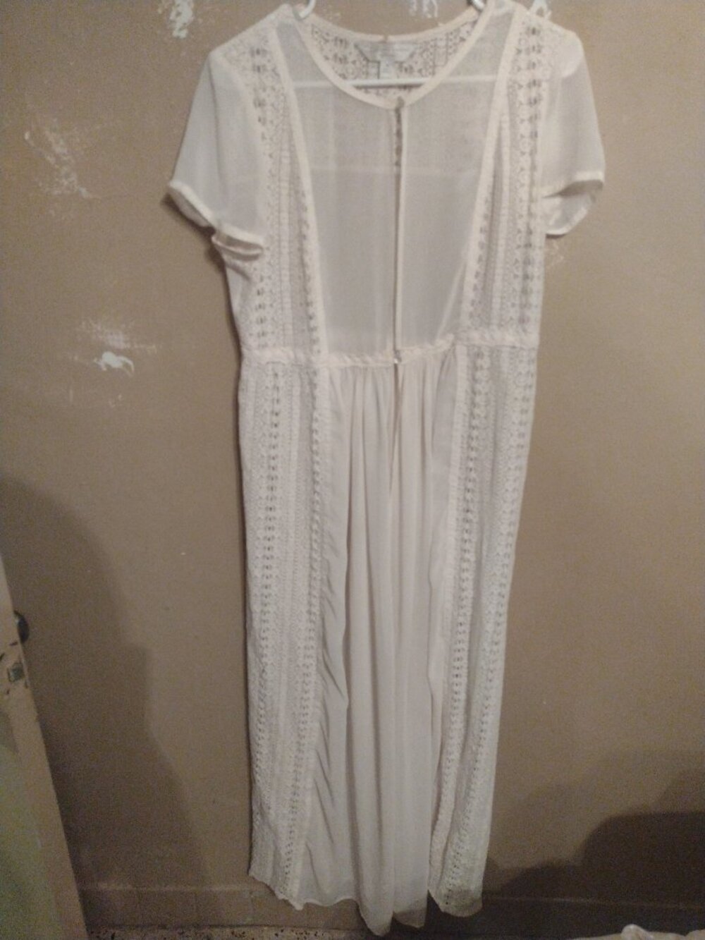 LC Lauren Conrad Size 14 White Sheer Lace Maxi Chemise Nightgown Beachy Cover Up